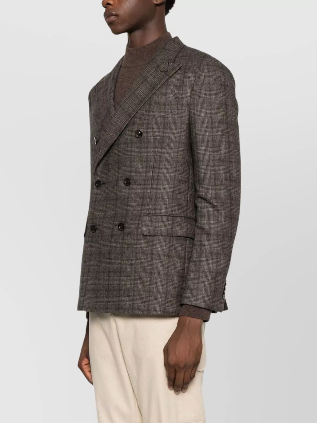 Boglioli Double-Breasted Wool Blend Check Blazer