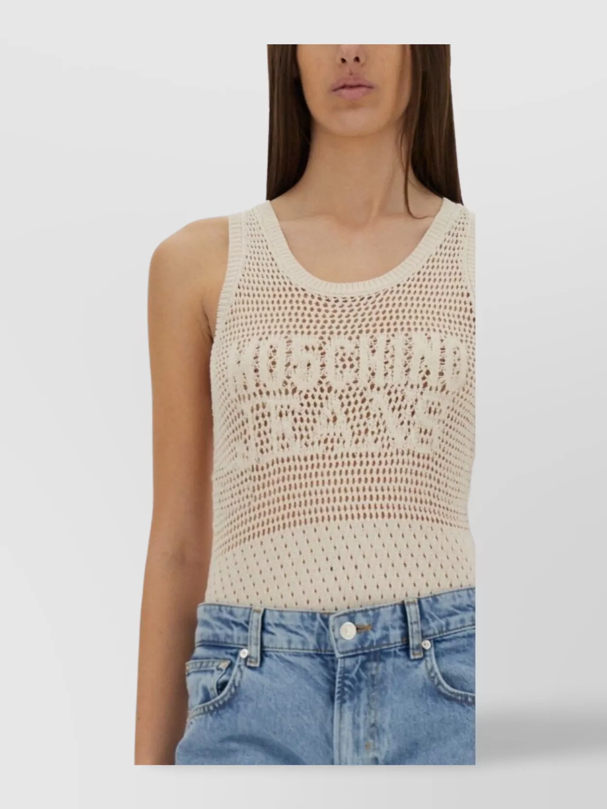 Moschino Logo Mesh Knit Top