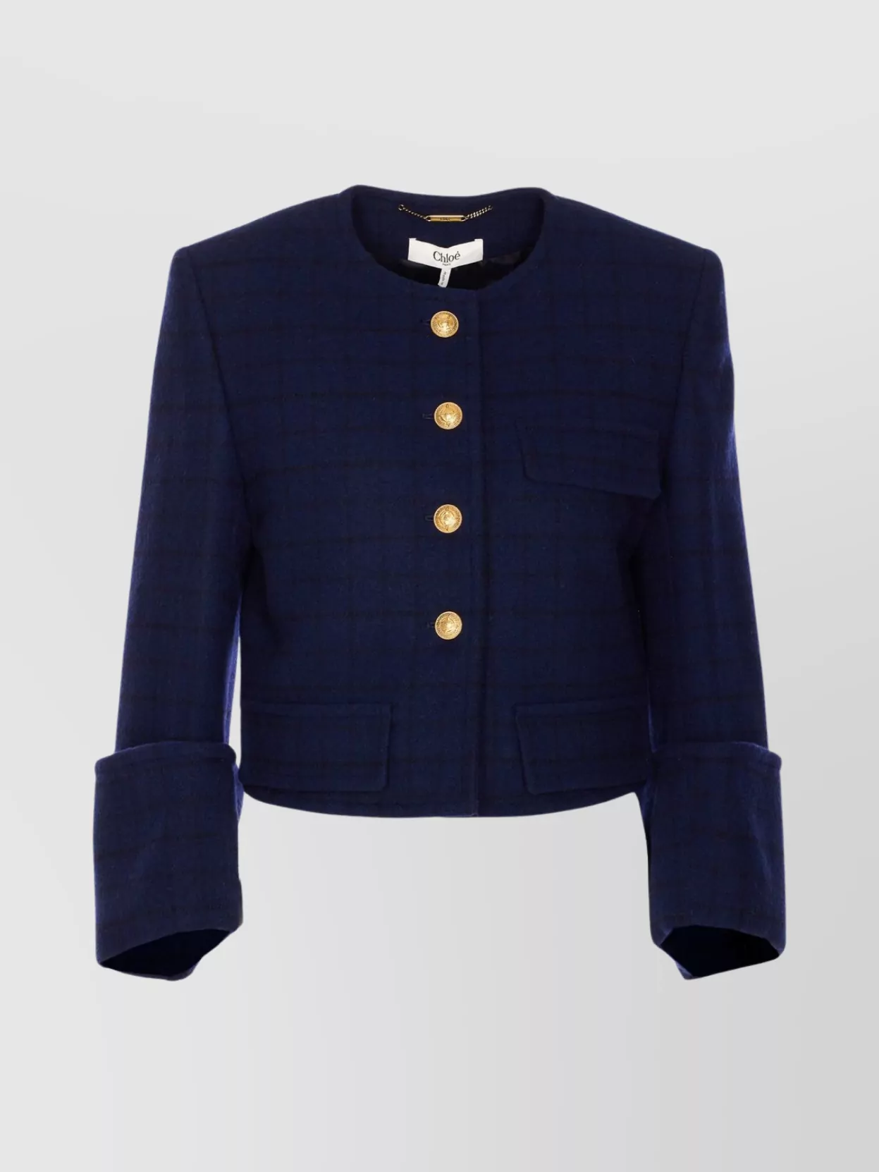 Chloé Check Pattern Cropped Jacket
