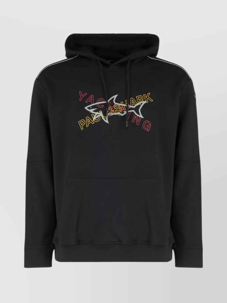 Paul & Shark Cotton Hoodie With Drawstring And Front Pocket In Black