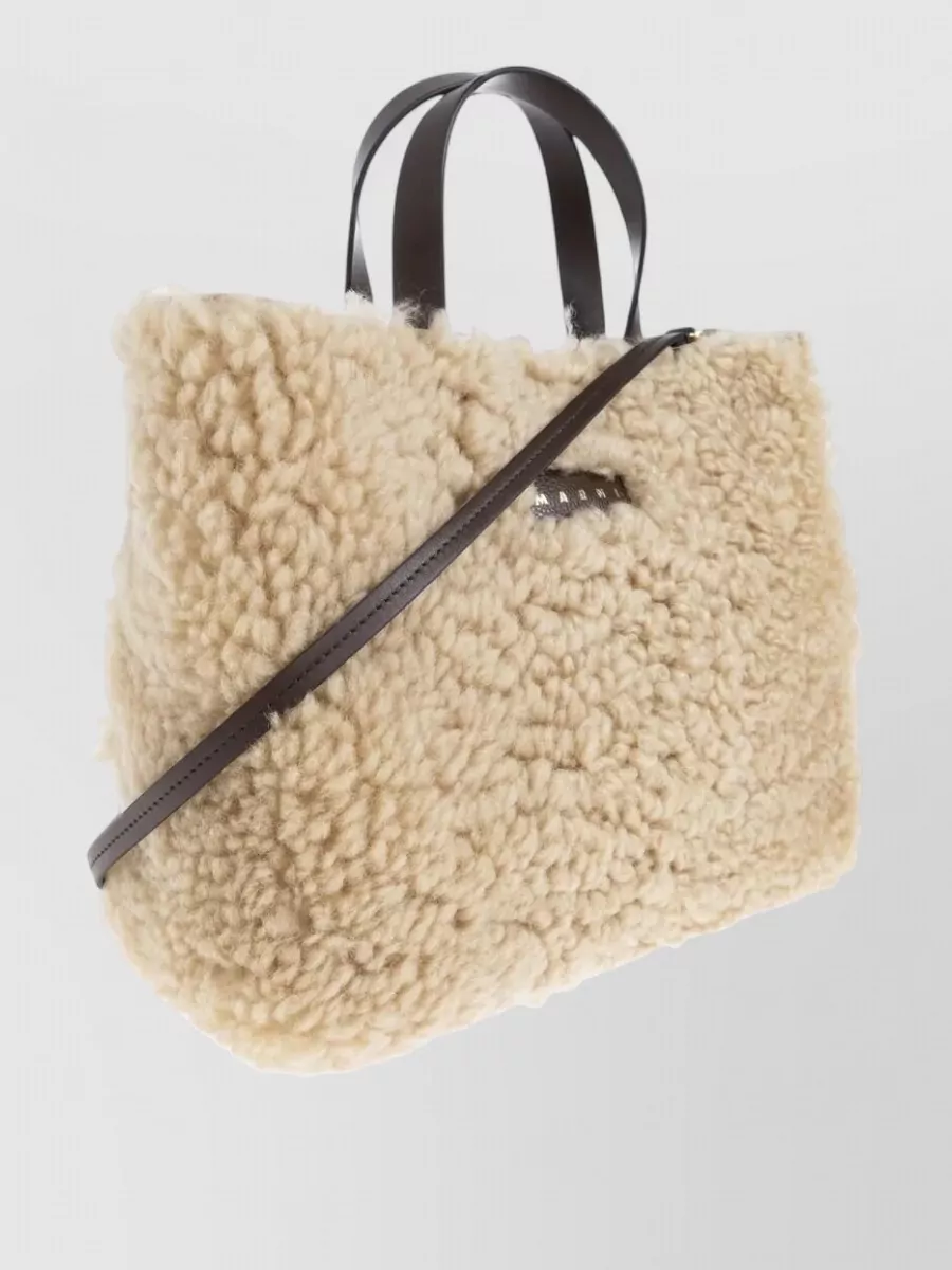 Marni Museo Shearling And Leather Tote Bag