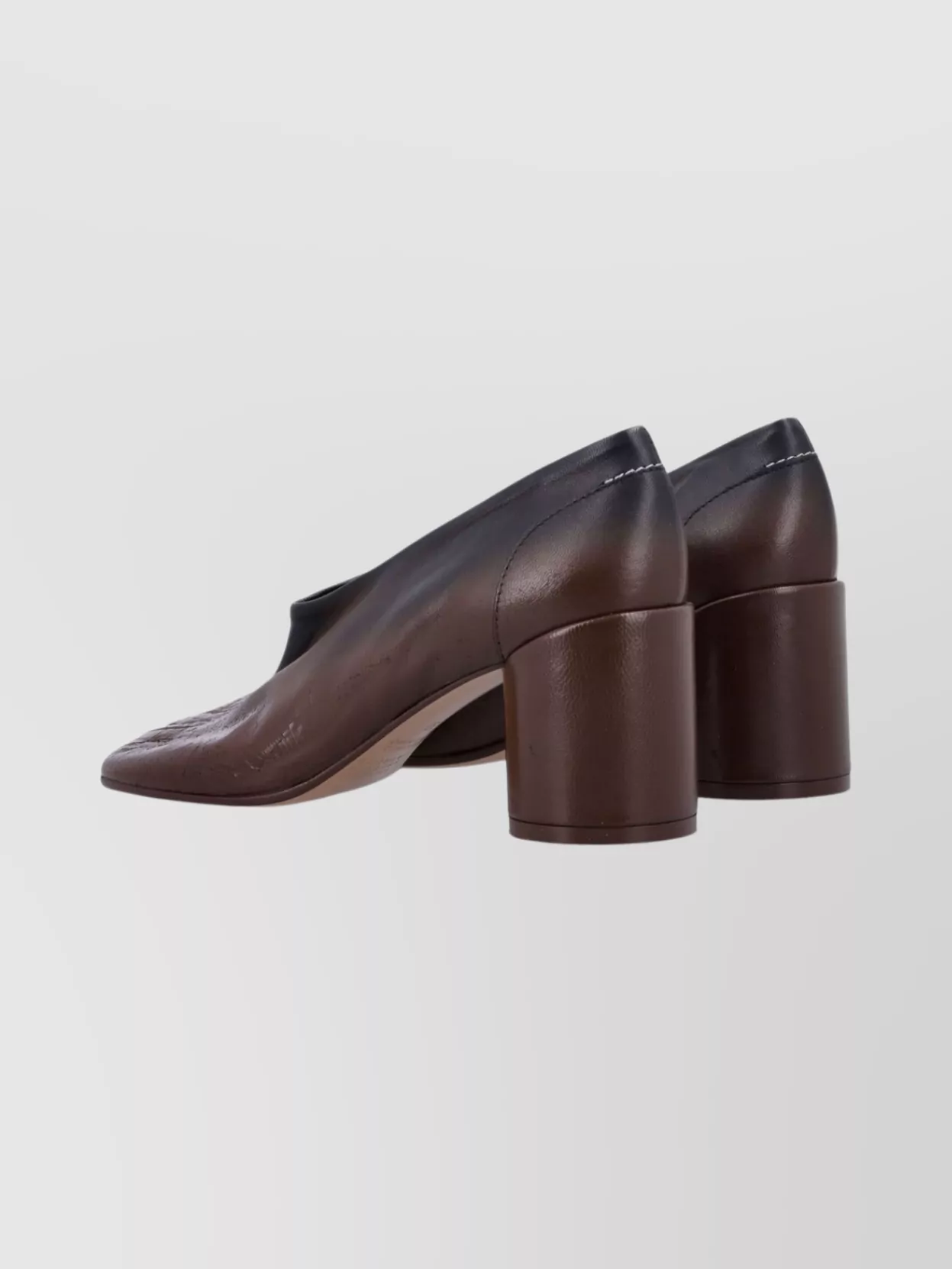 Mm6 Maison Margiela Block Heel Round Toe Anatomic Pumps In Brown