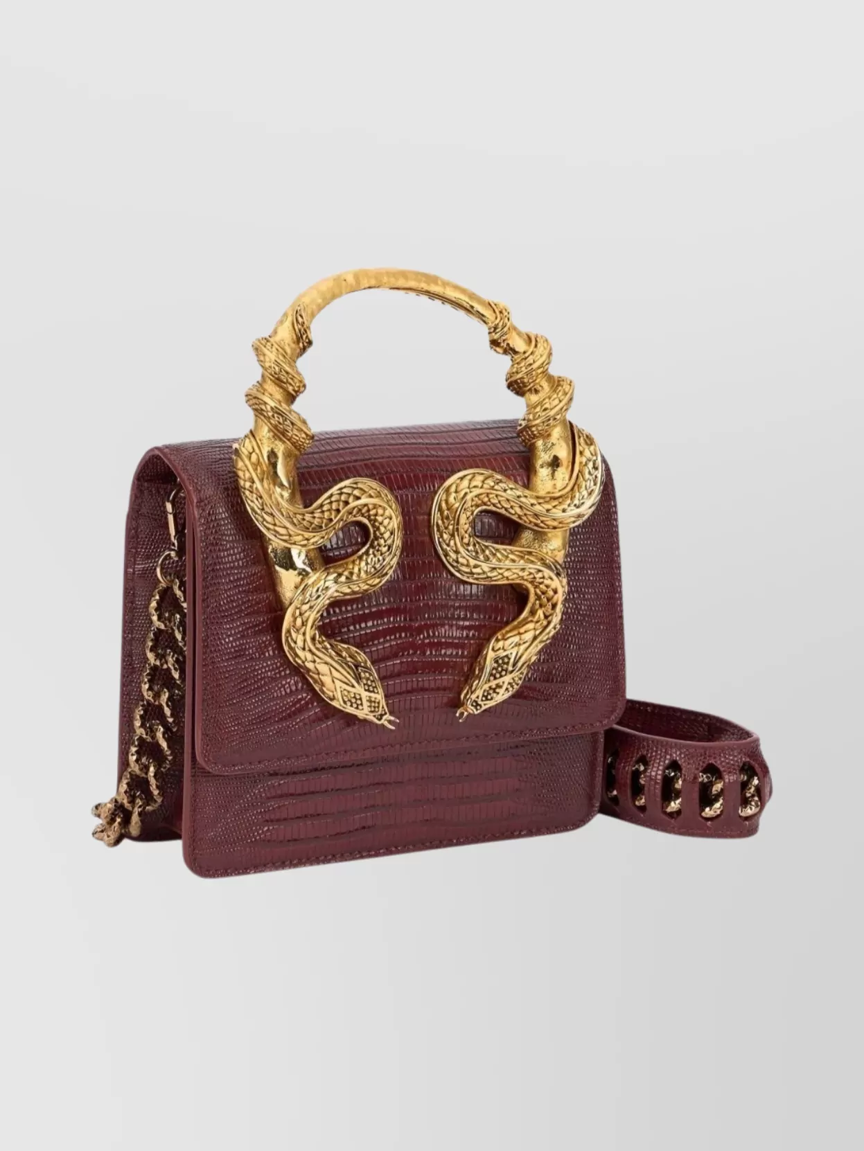 Roberto Cavalli Shoulder Bag With Snake Handle And Chain
