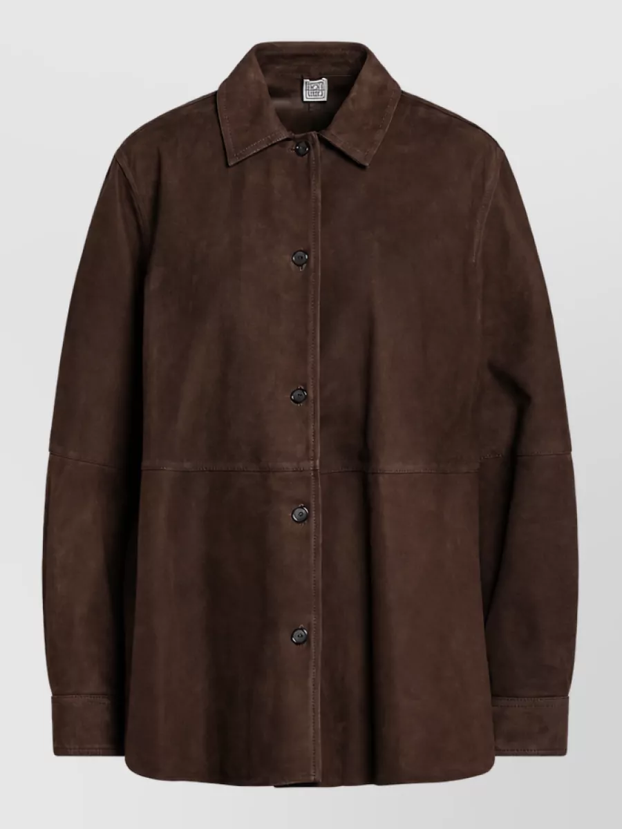 Totême Leather single-breasted shirt jacket
