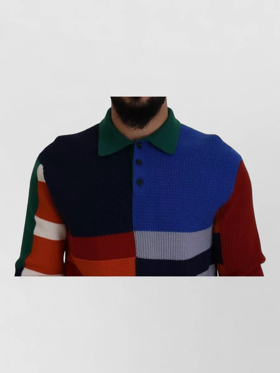 Dolce&Gabbana Virgin Wool Striped Polo Sweater