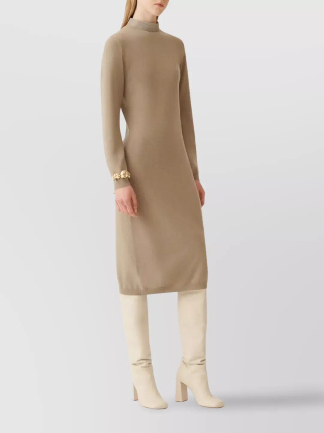Fabiana Filippi Midi Dress With High Neck And Long Sleeves