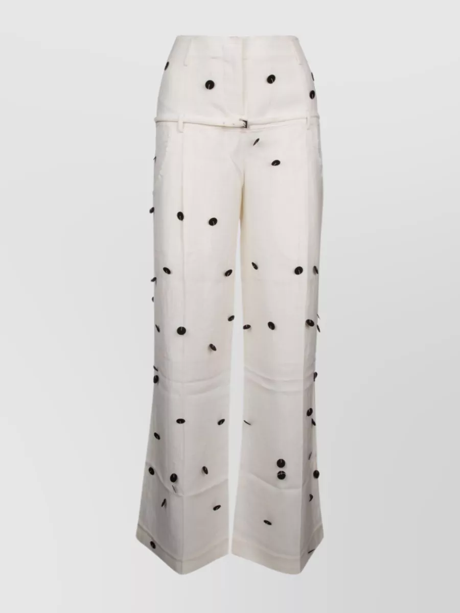 Shop Jacquemus Wide-waist Printed Trousers With Button And Pocket Accents In Cream