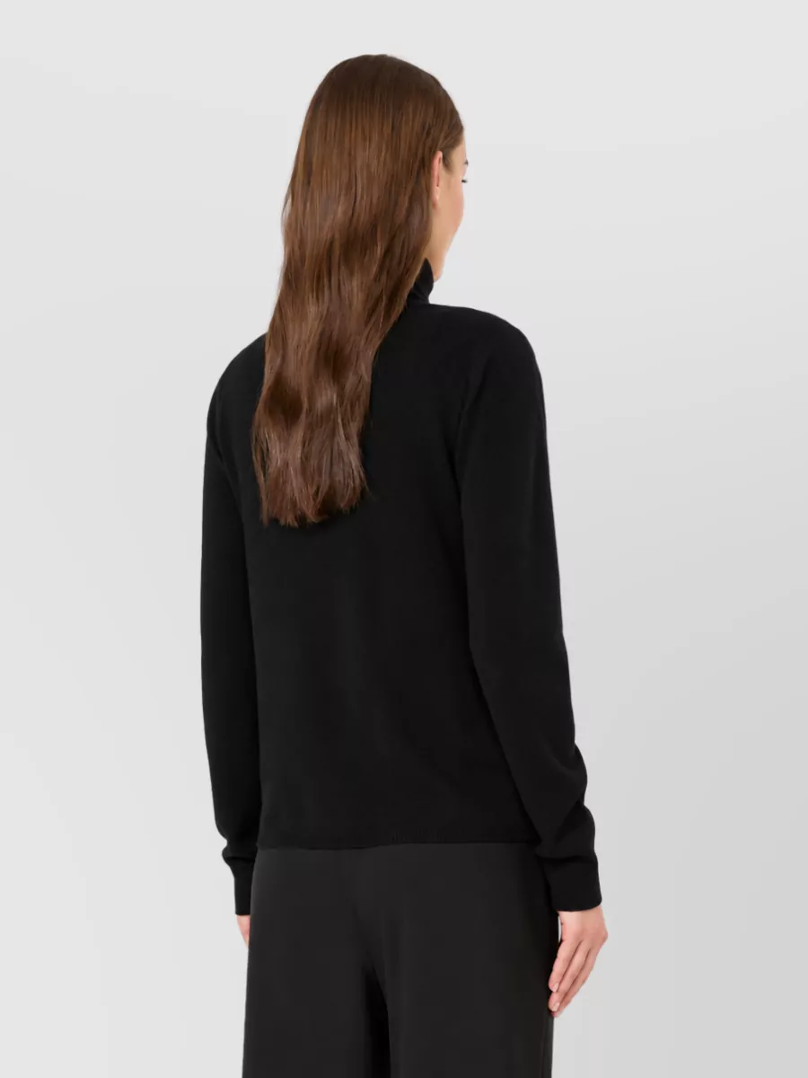 S Max Mara Cashmere Wool Fine Rib-Knit Turtleneck Sweater