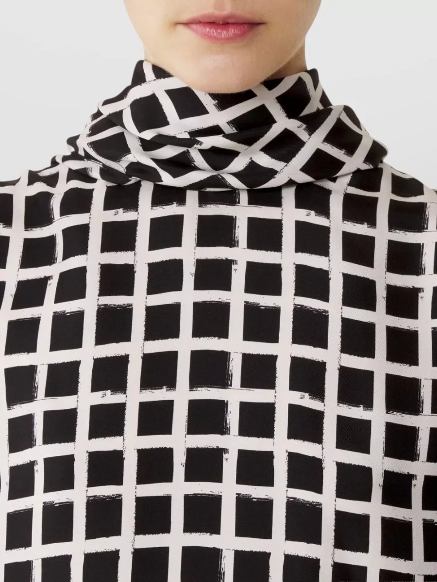 Lanvin Silk Checked Sleeveless Knotted Blouse