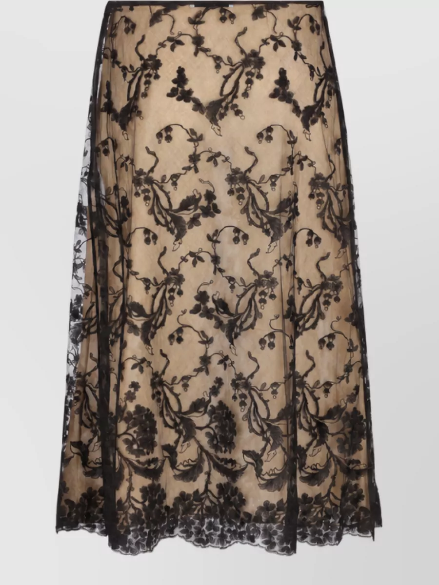 Fendi Floral Lace Midi Skirt