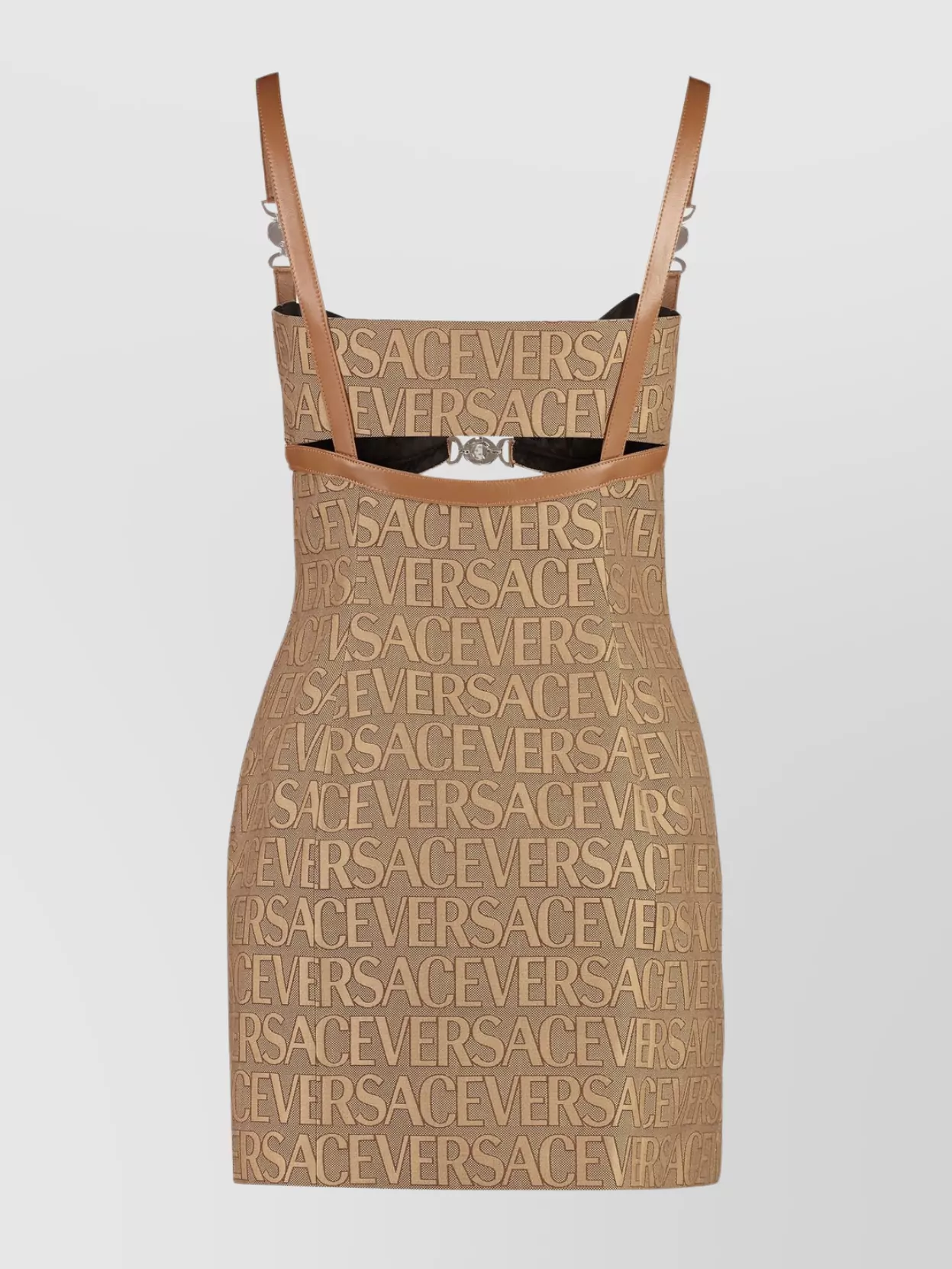 Versace Jacquard Short Dress Featuring Cut-Out Detail