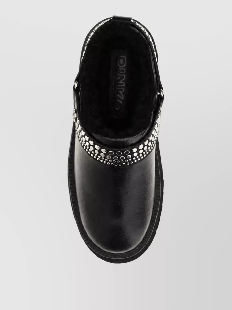 Pinko Leather Studded Ankle Boots