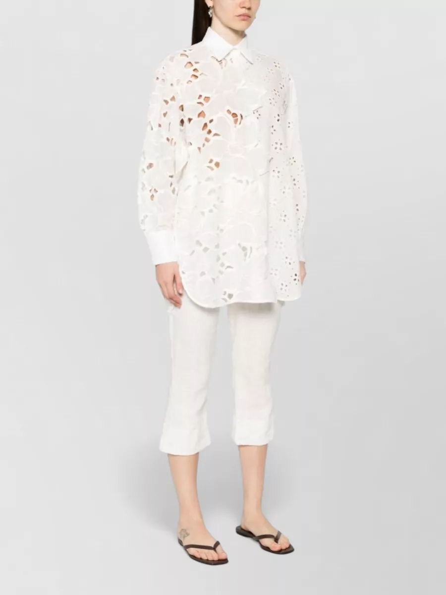 Ermanno Scervino Floral Appliqué Broderie Anglaise Shirt