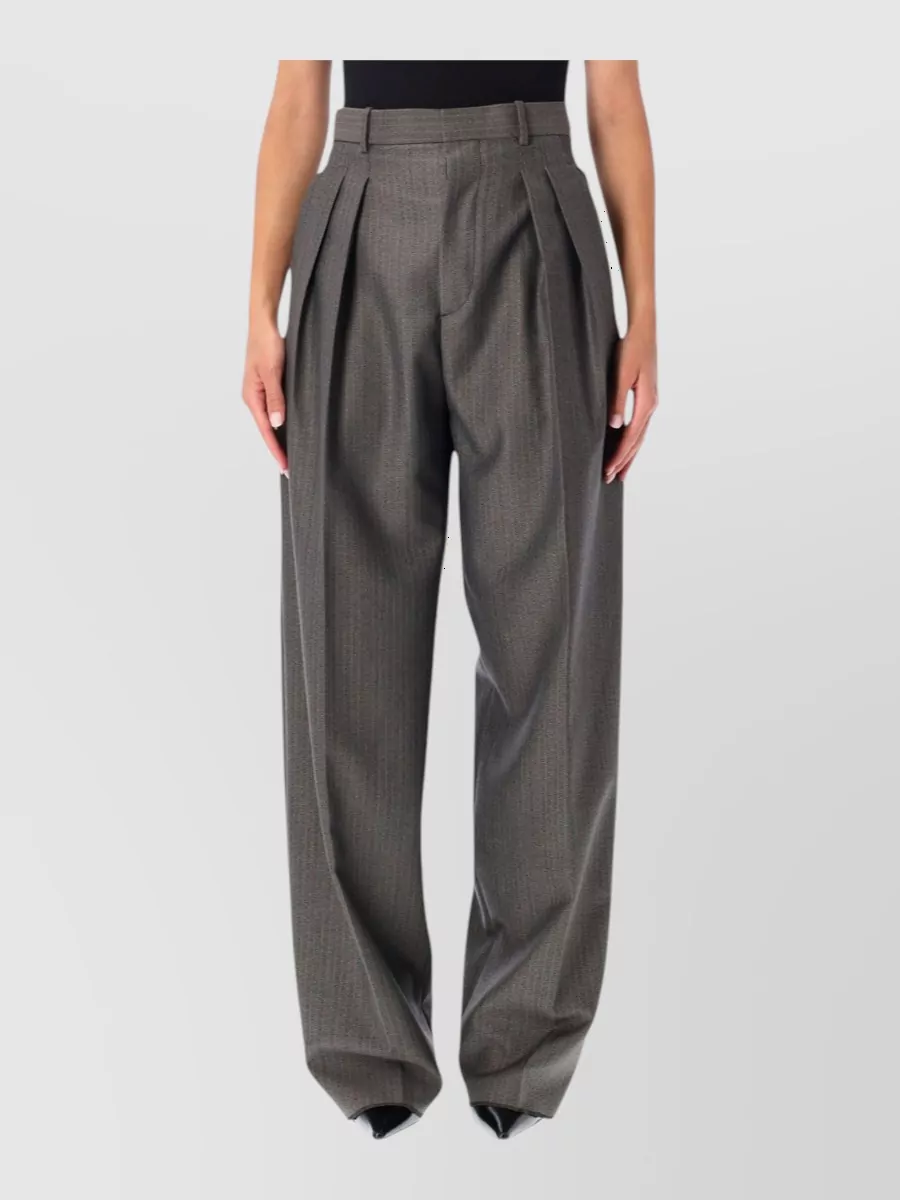 Bottega Veneta striped high-rise wide-leg suit trousers