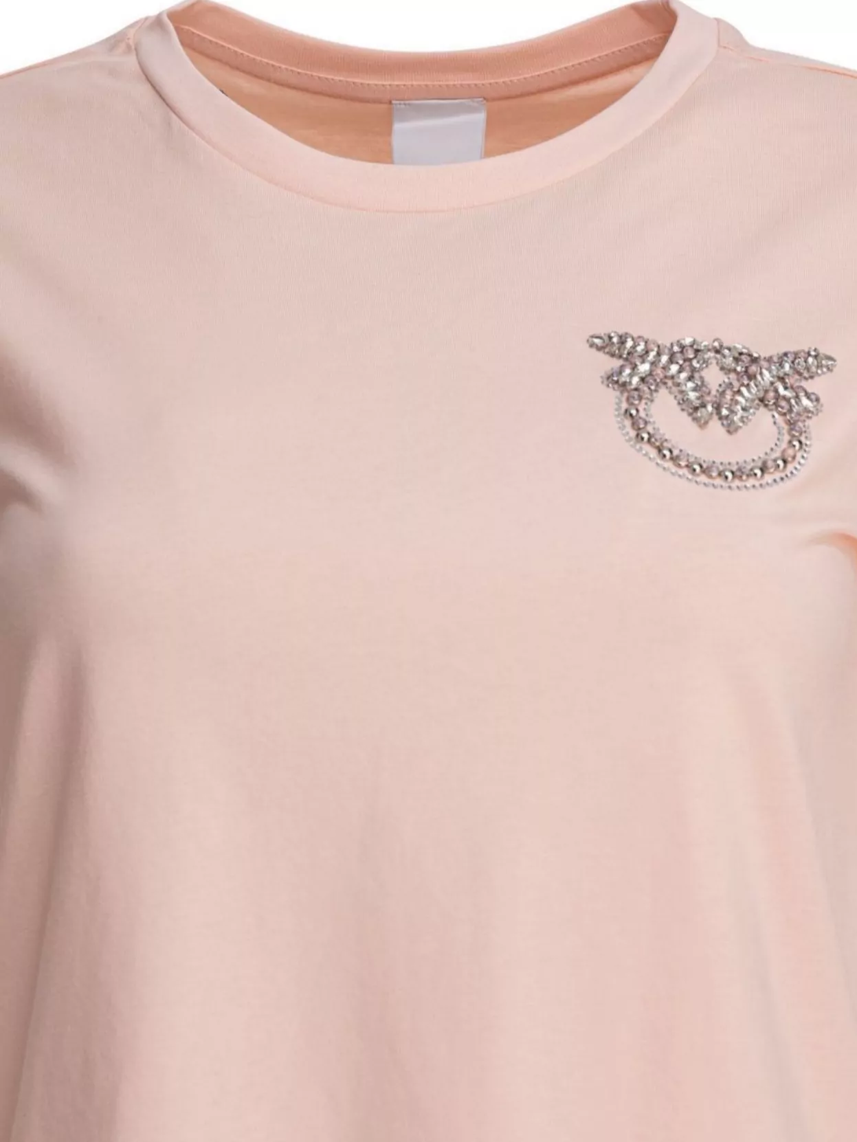 Pinko Nambrone Pink Crewneck T-shirt With Love Birds Diamond Cut Logo On The Chest In Cotton Woman In Pink