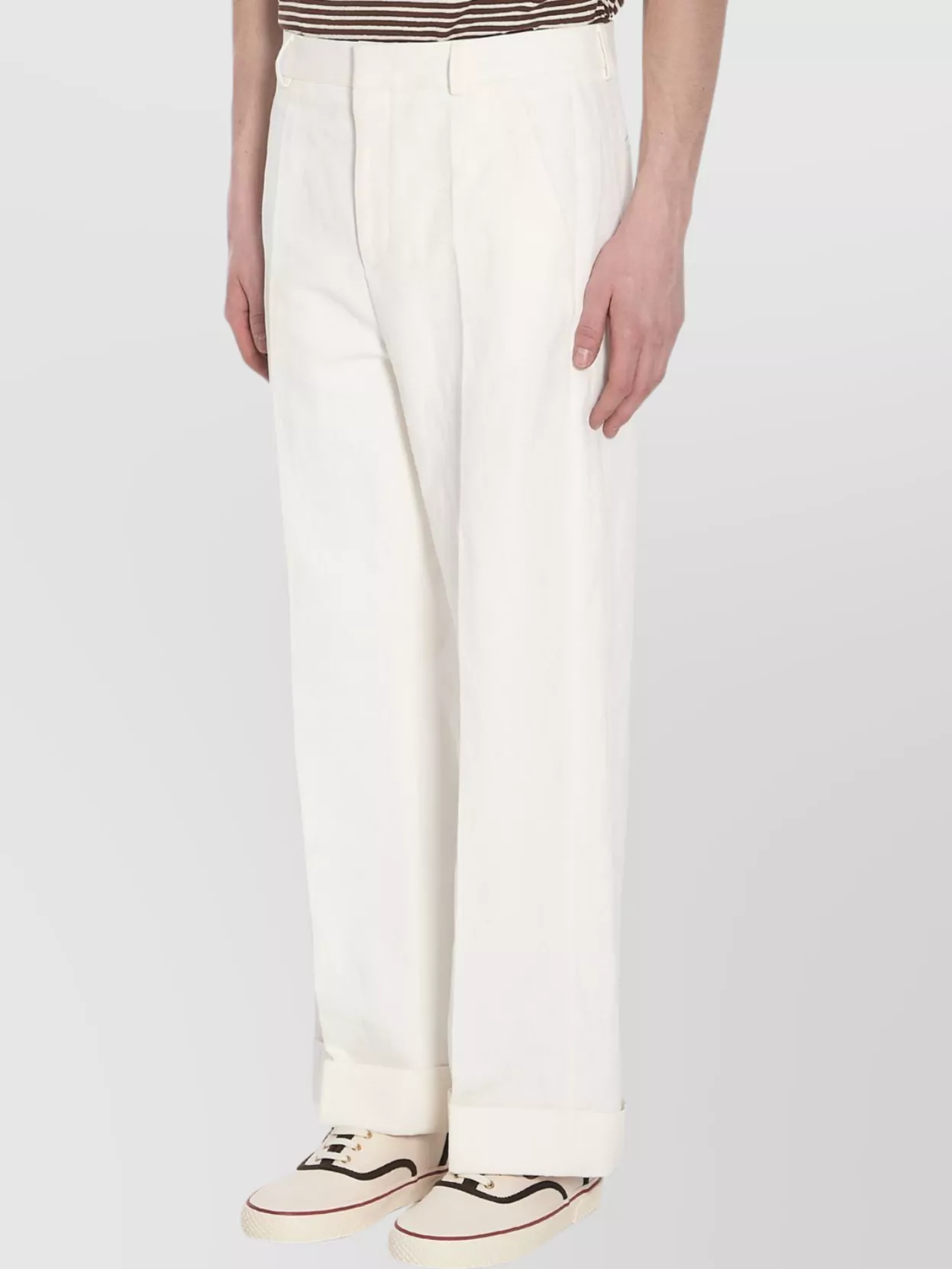 Valentino Garavani Wide-Leg Trousers Cotton-Blend Cuffed Hems
