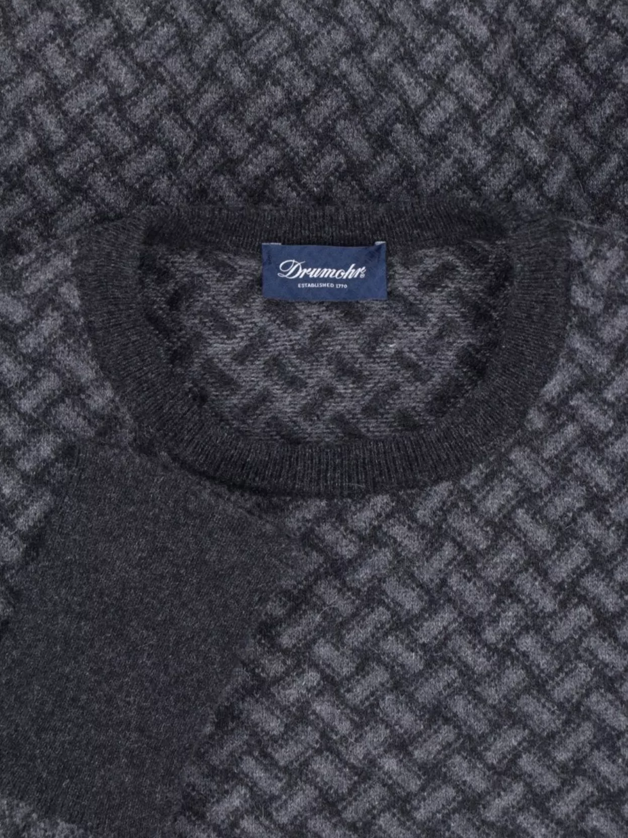 Drumohr Crewneck Sweater With Ribbed Cuffs And Hem In Blue