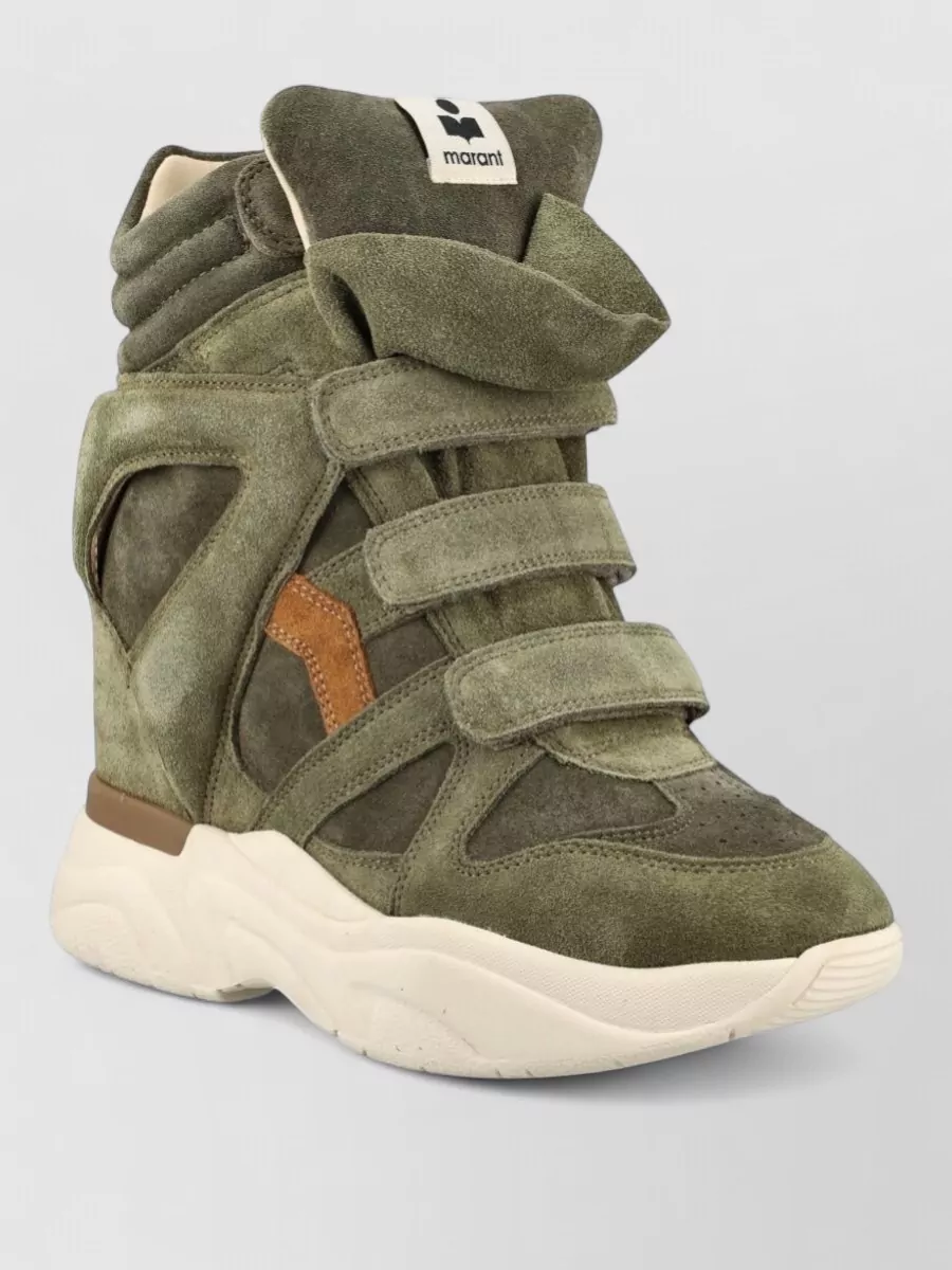 Isabel Marant Calf Suede Leather Cutout High-Top Wedge Sneakers