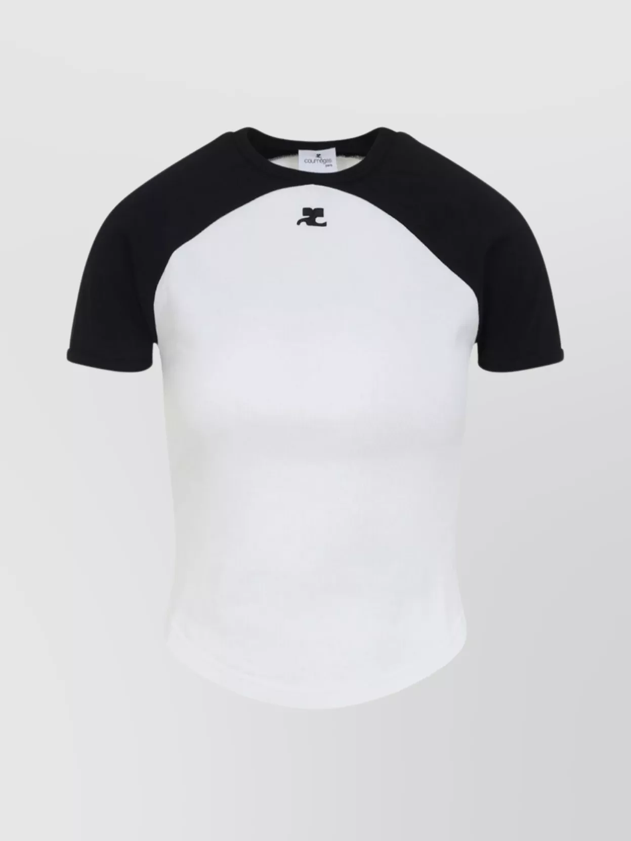 Courrèges Circle Contrast Cotton Jersey T-shirt In Black