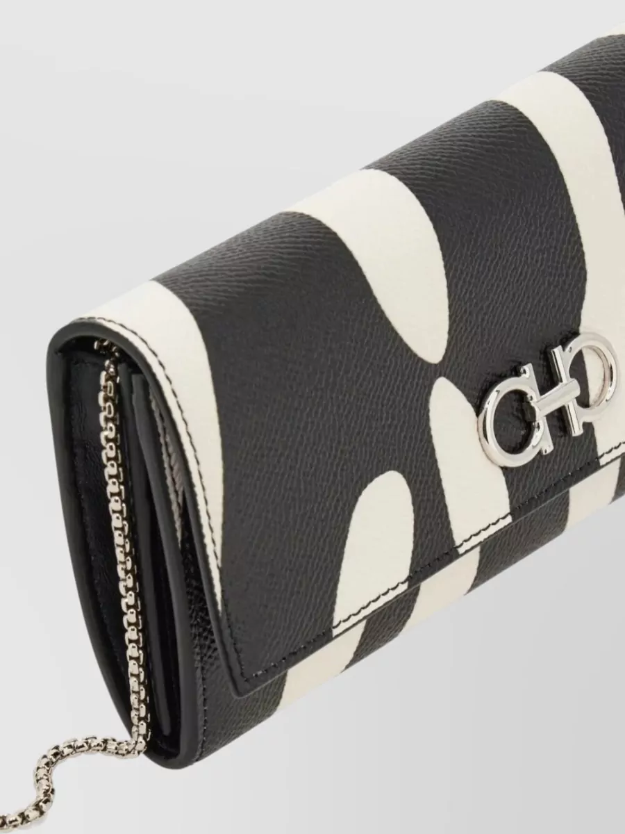 Ferragamo Zebra Print Leather Chain Wallet