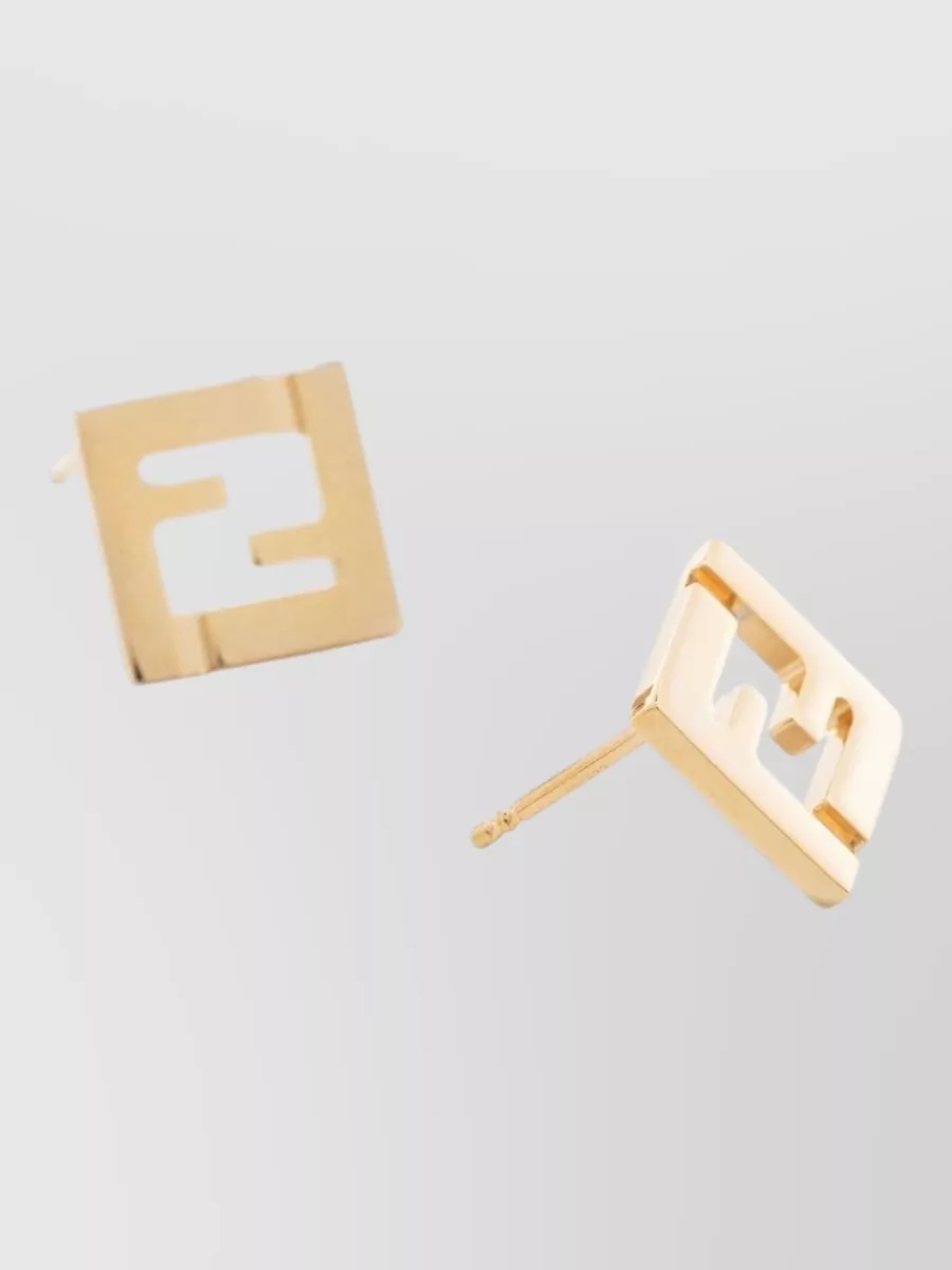 Fendi Square Metal Stud Earrings Collection