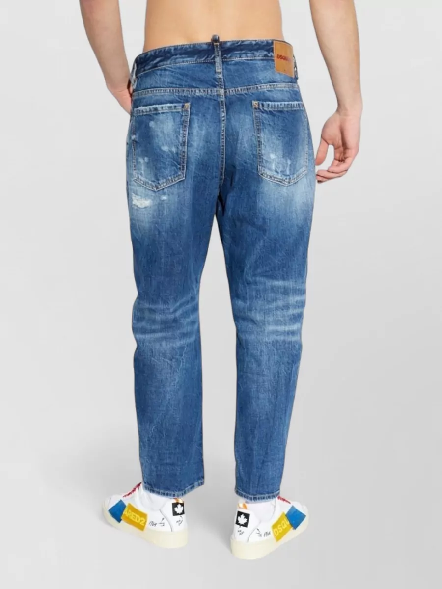 Dsquared2 Cotton Distressed Straight-Leg Jeans