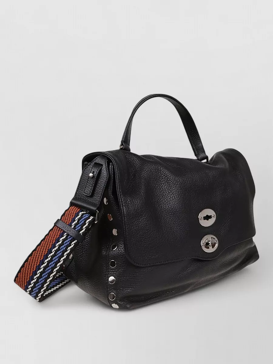 Zanellato Calf Leather Studded Medium Shoulder Bag