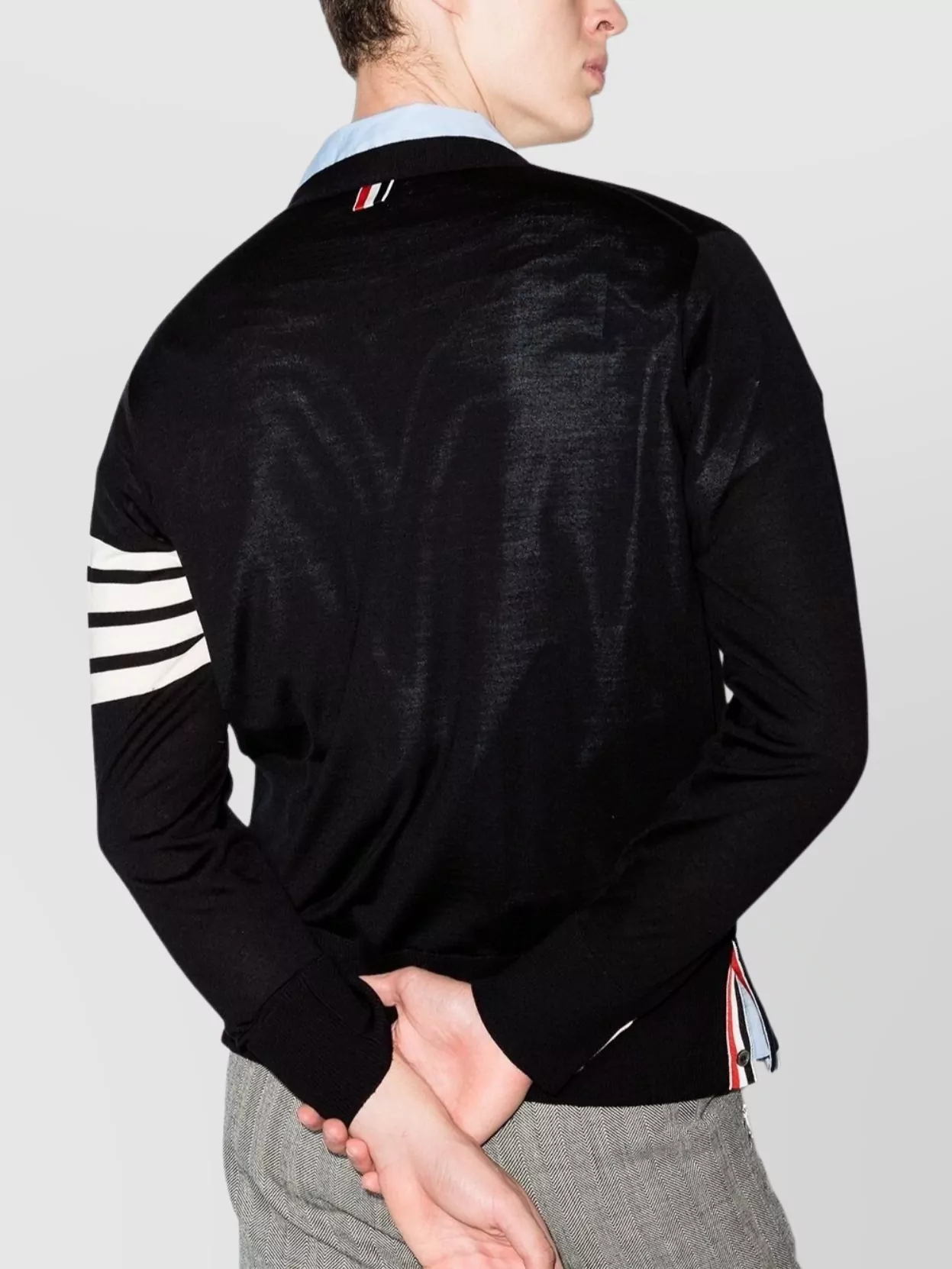 Thom Browne Classic V-neck Cardigan In Fine Merino Wool With 4bar Stripes Clothing In Black