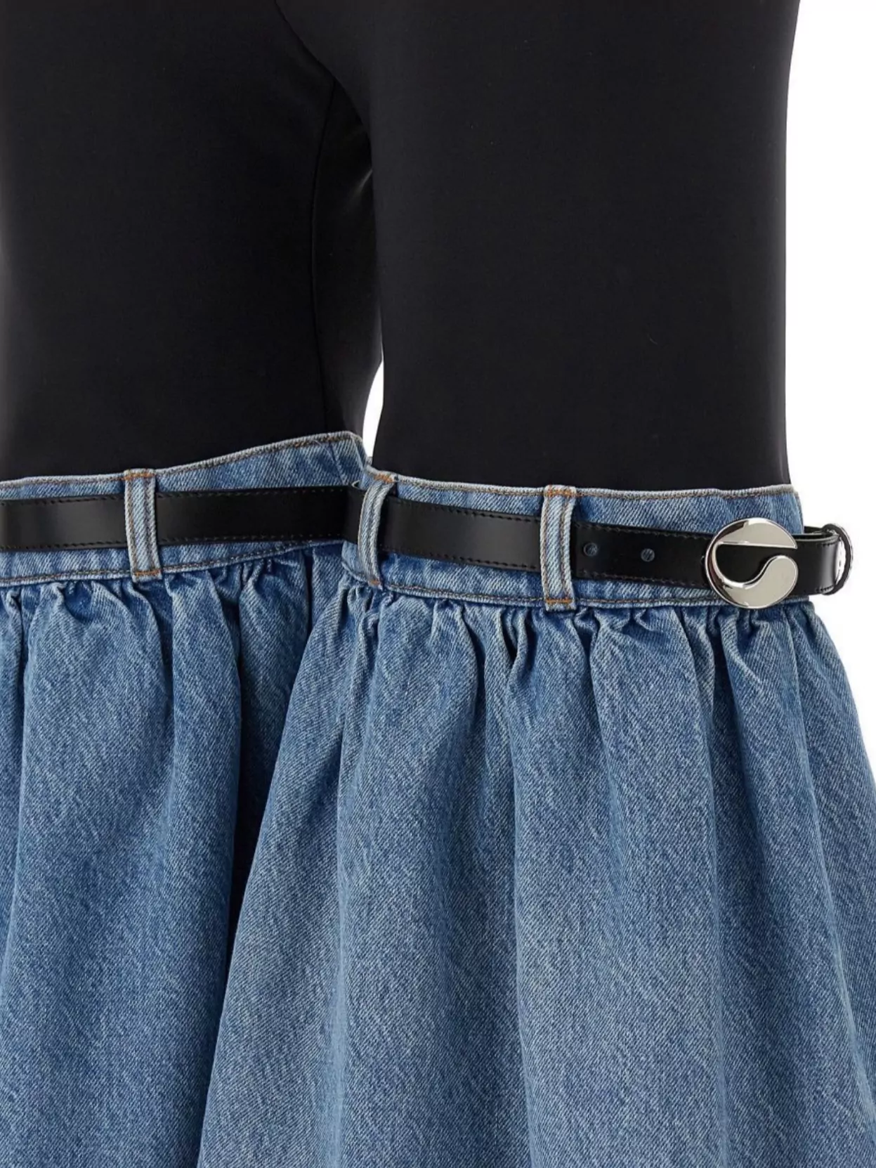 Shop Coperni Wide Leg Elastic Waistband Trousers With Contrast Fabric