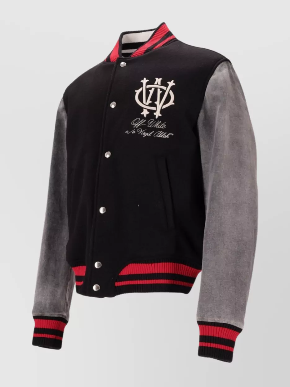 Off-White Gothic Wool Varsity Jacket Pockets