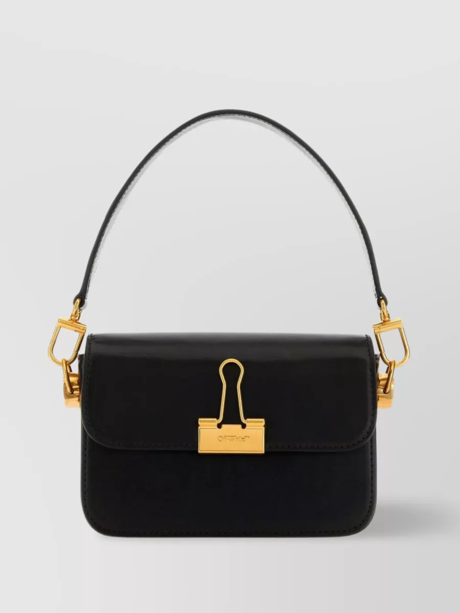 Shop Off-white Compact Leather Shoulder Bag In Black