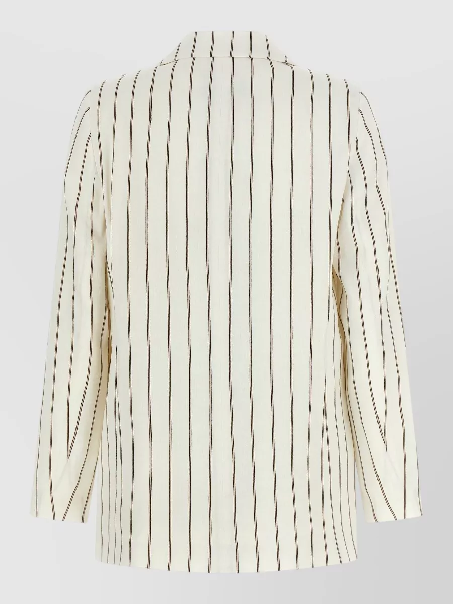 Peserico Linen Cotton Pinstripe Single-Breasted Blazer