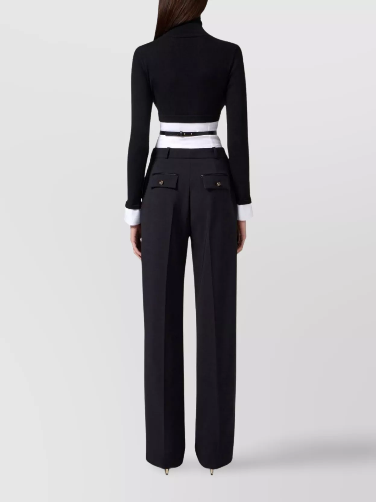 Elisabetta Franchi High-Neck Sweater Logo-Buckle Belt