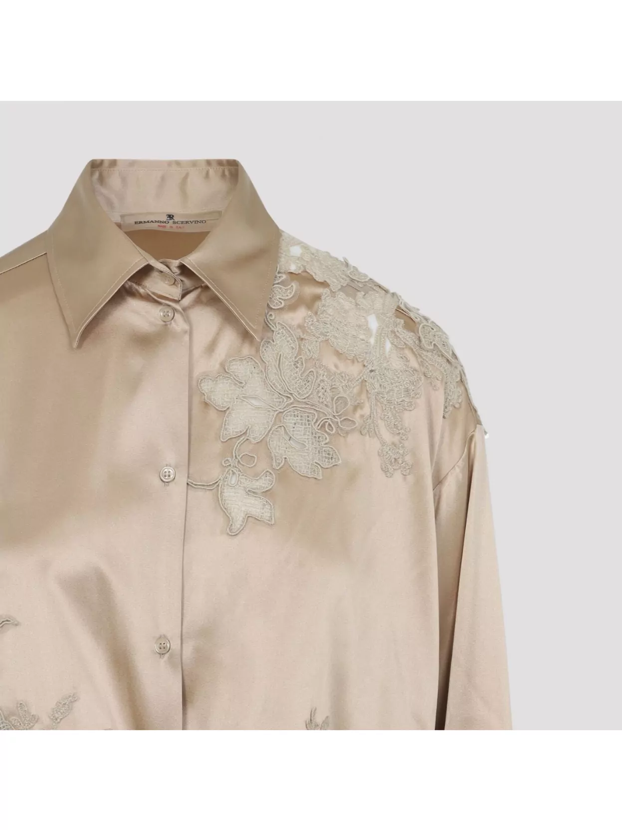 Ermanno Scervino Silk Shirt Embroidered Scalloped Hem