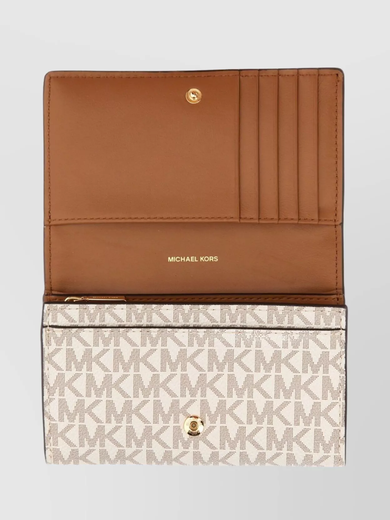 Michael Kors Logo Pattern Wallet Card Slots In Neutral