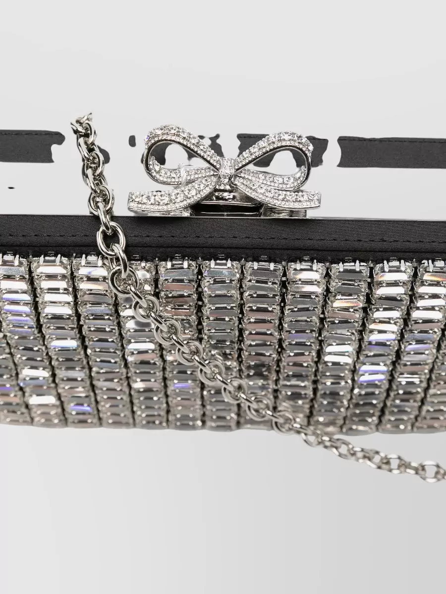 Self-Portrait The Bow Crystal Chainmail Clutch Bag