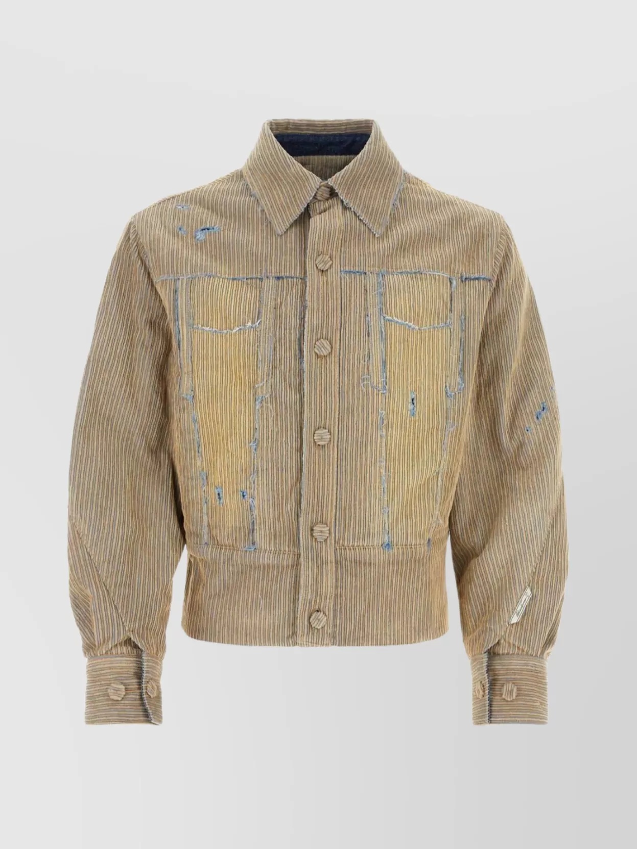 Shop Ader Error Cropped Corduroy Jacket With Distressed Finish