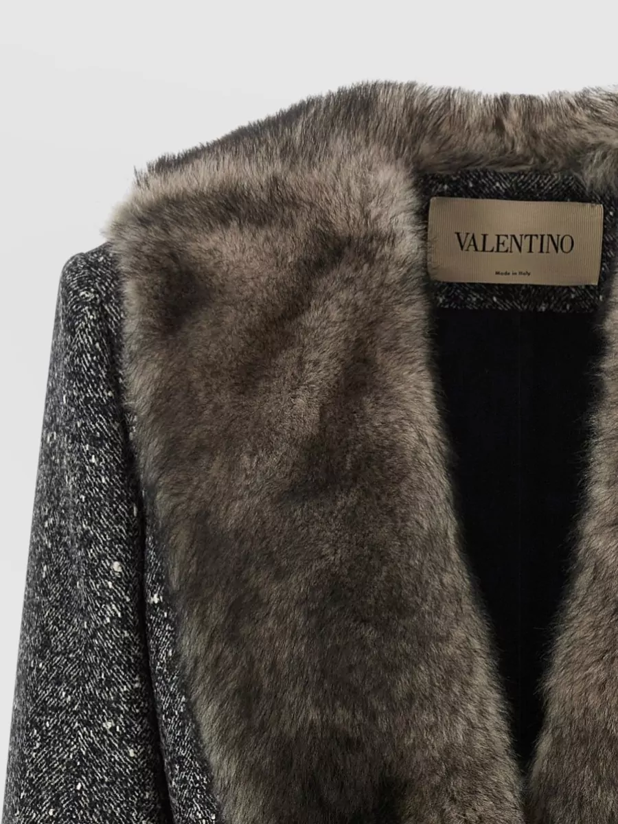 Valentino Garavani Wool Bouclé Chevron Caban Jacket