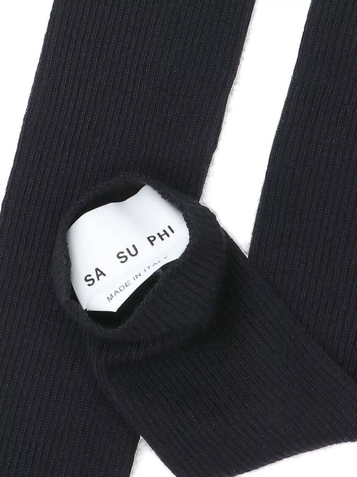 Sa Su Phi Long Ribbed Gloves Thumb Hole In Black