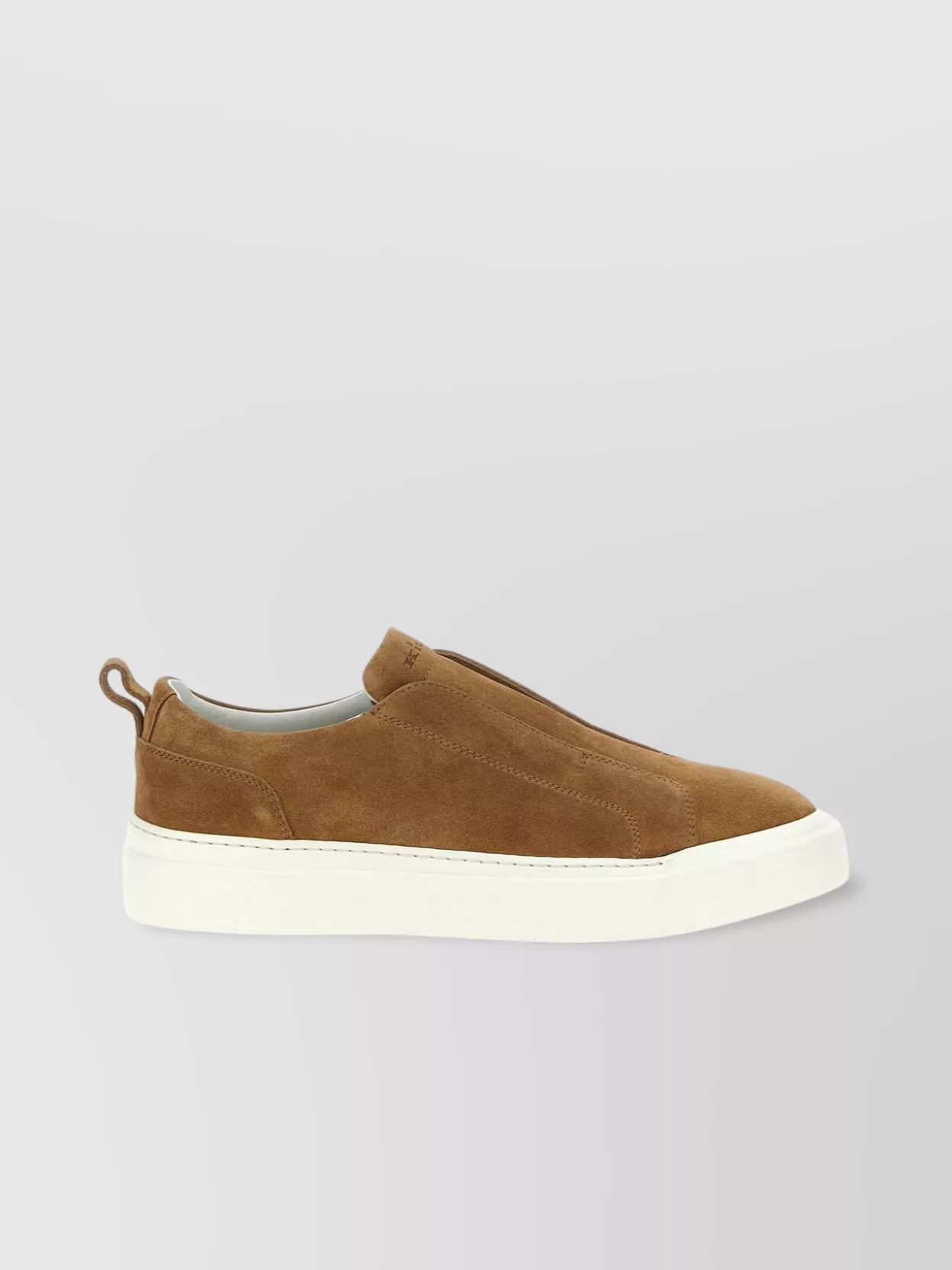 Kiton Round Toe Suede Sneakers With Pull Tab