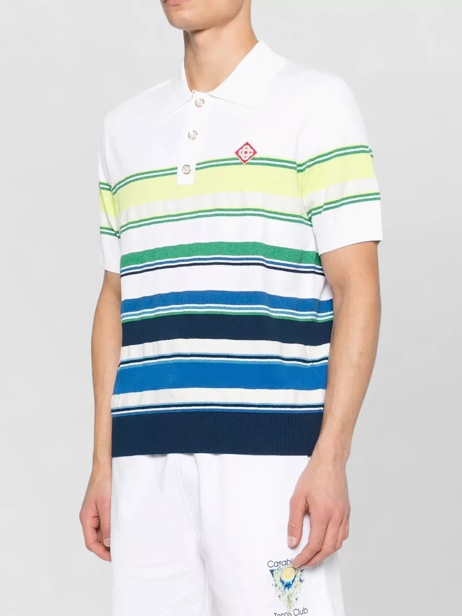 Casablanca Striped Short-Sleeve Polo Shirt