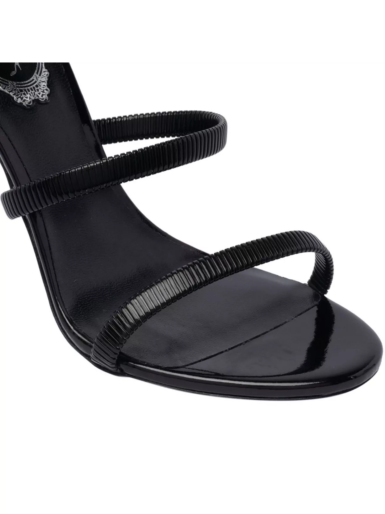René Caovilla Metal Strappy Stiletto Heel Sandals In Black