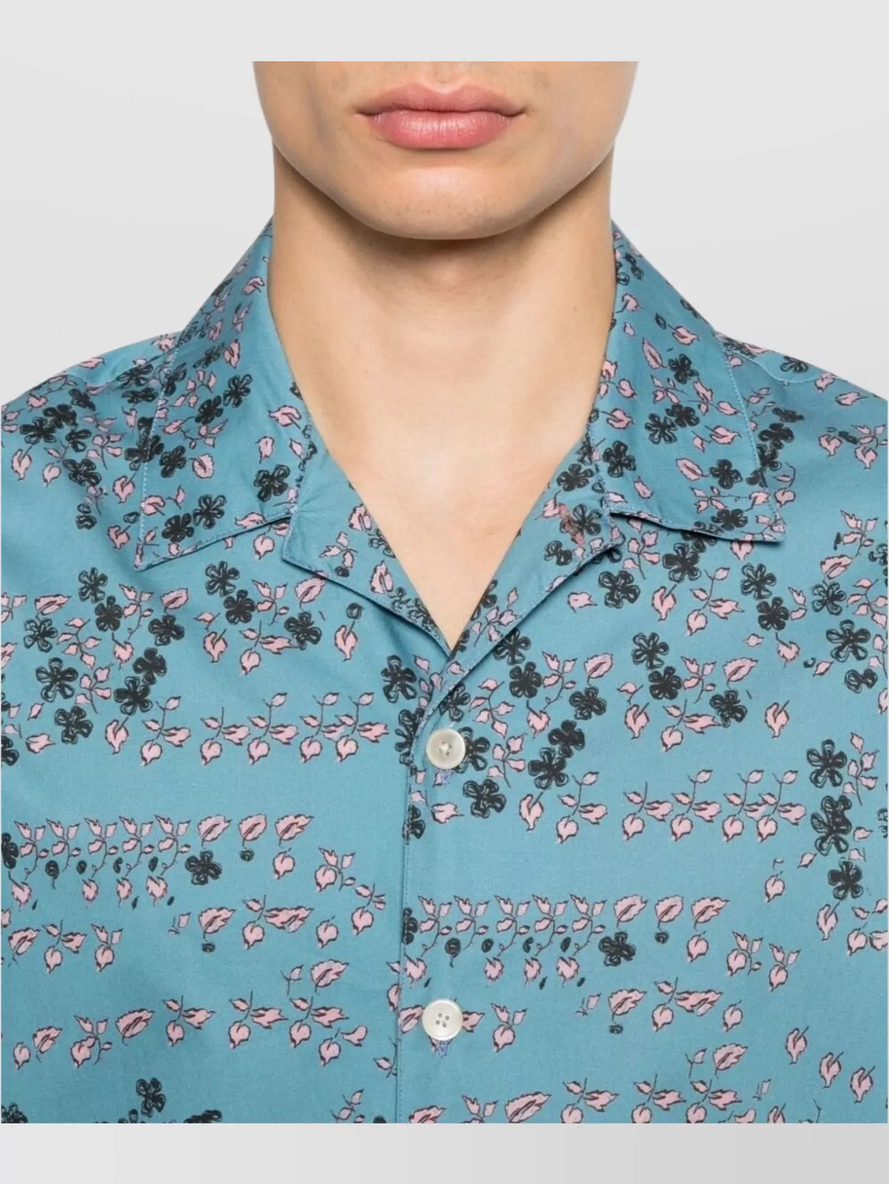 Paul Smith Asymmetric Hem Floral Print Shirt