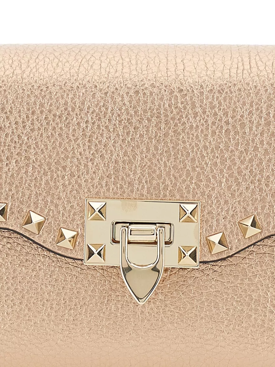 Valentino Garavani Rockstud Spike Laminated Leather Clutch Bag