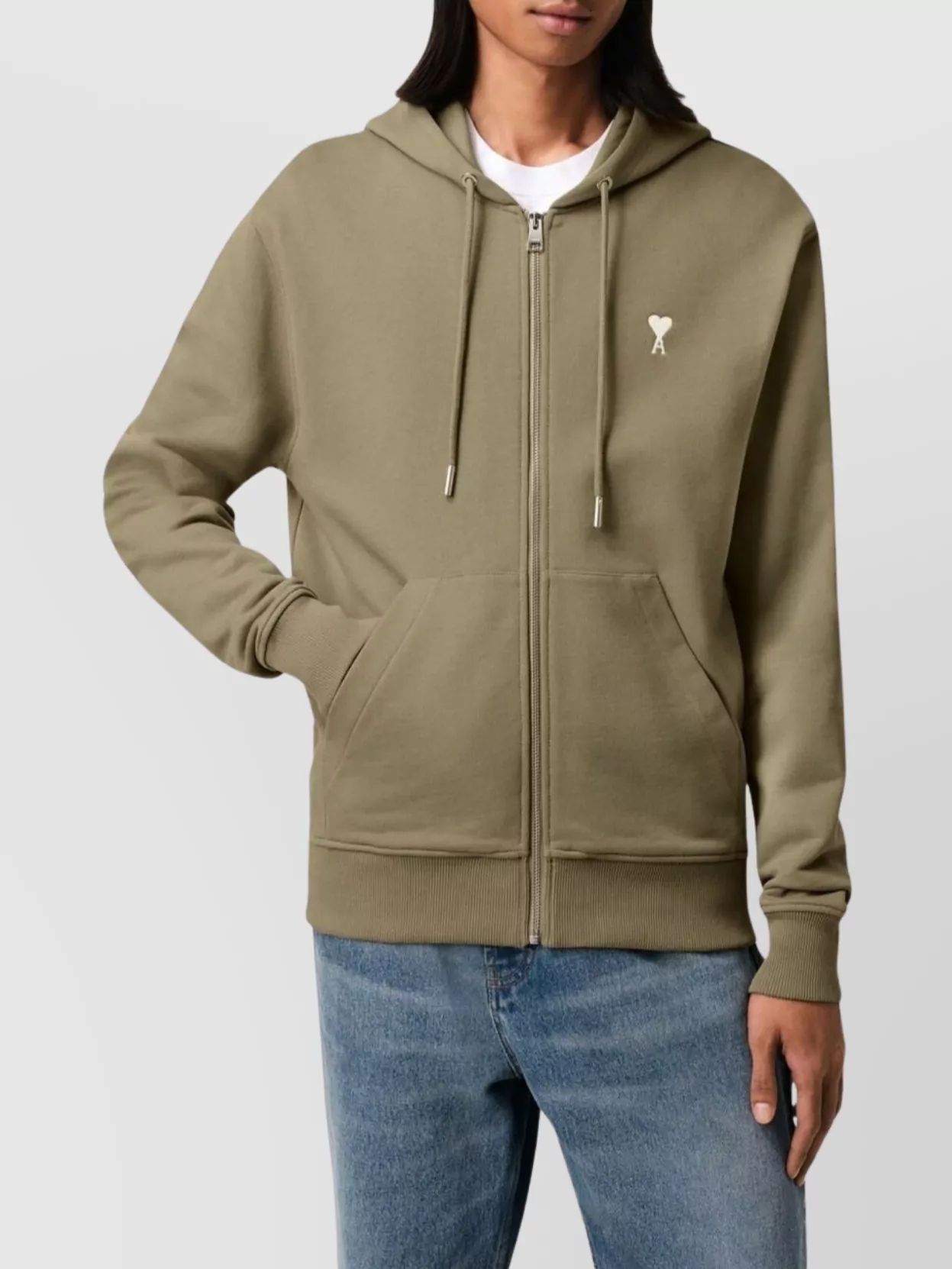 Ami Paris Hooded Cotton Sweatshirt Kangaroo Pocket