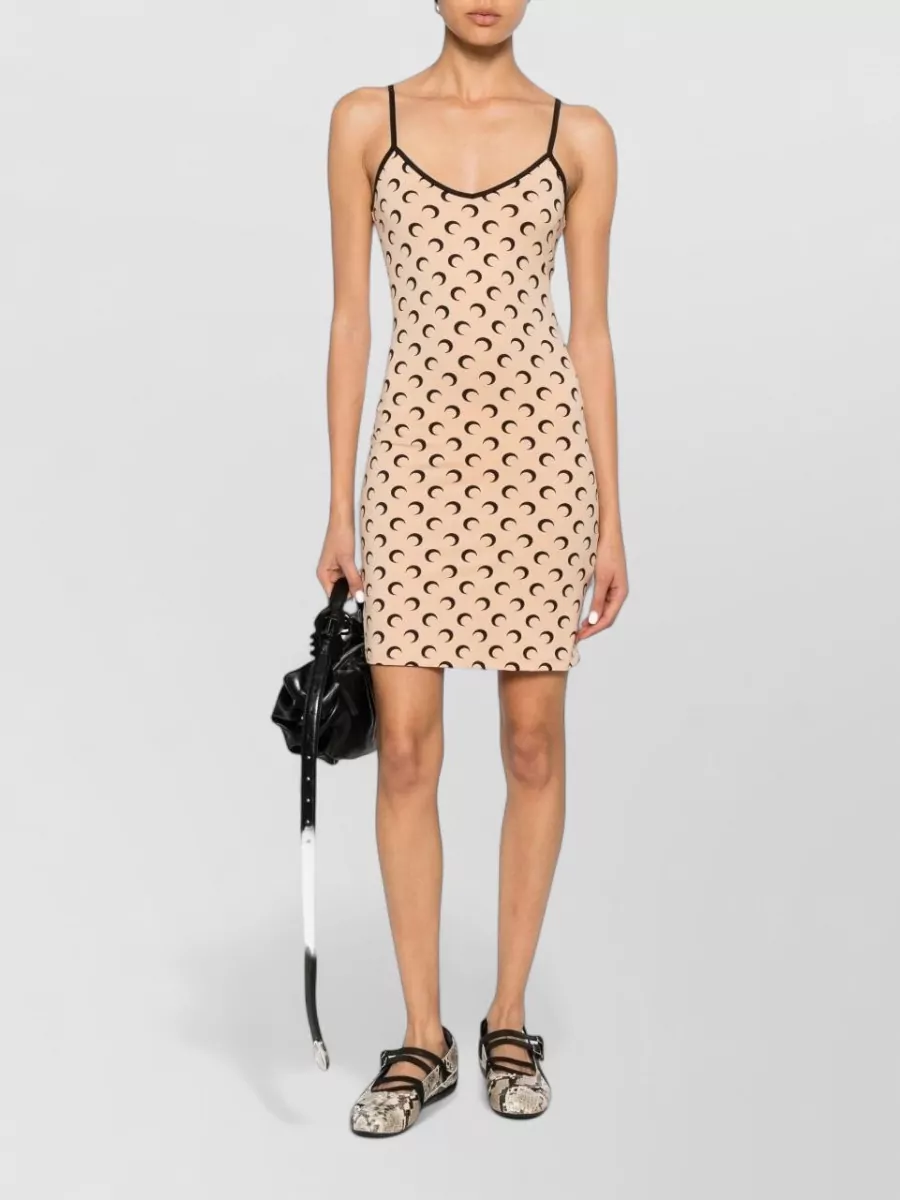 Marine Serre Moon Print V-Neck Sleeveless Mini Dress