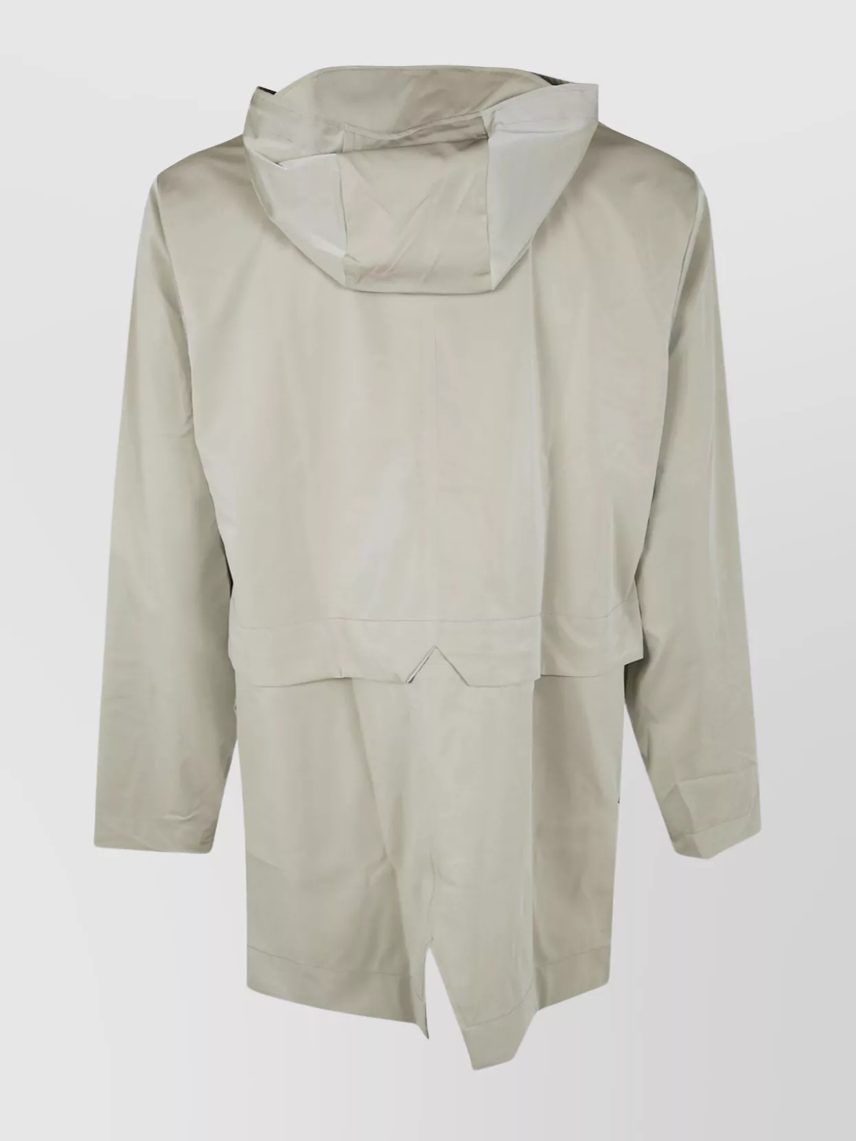 Rains Long Sleeve Hooded Jacket With Drawstring Waist In Neutral