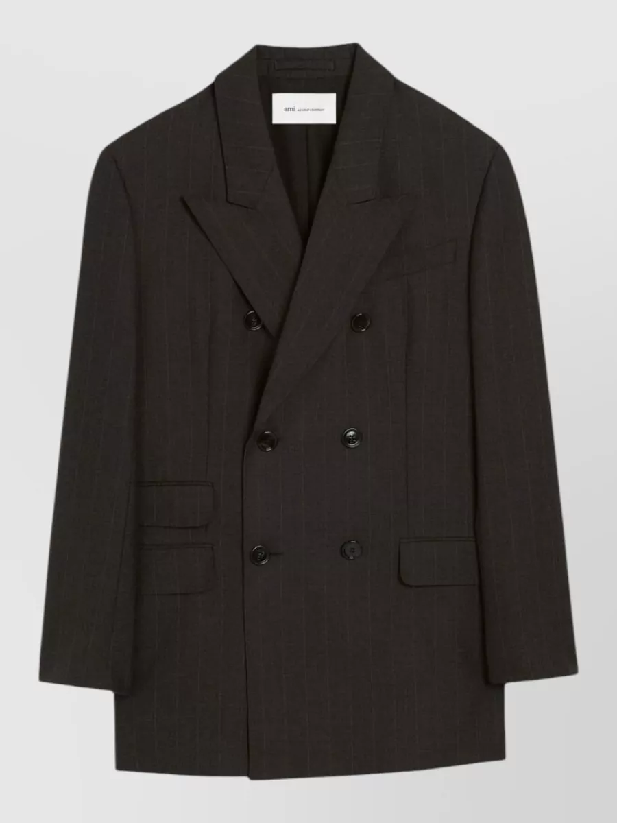 Ami Paris striped wool double-breasted blazer
