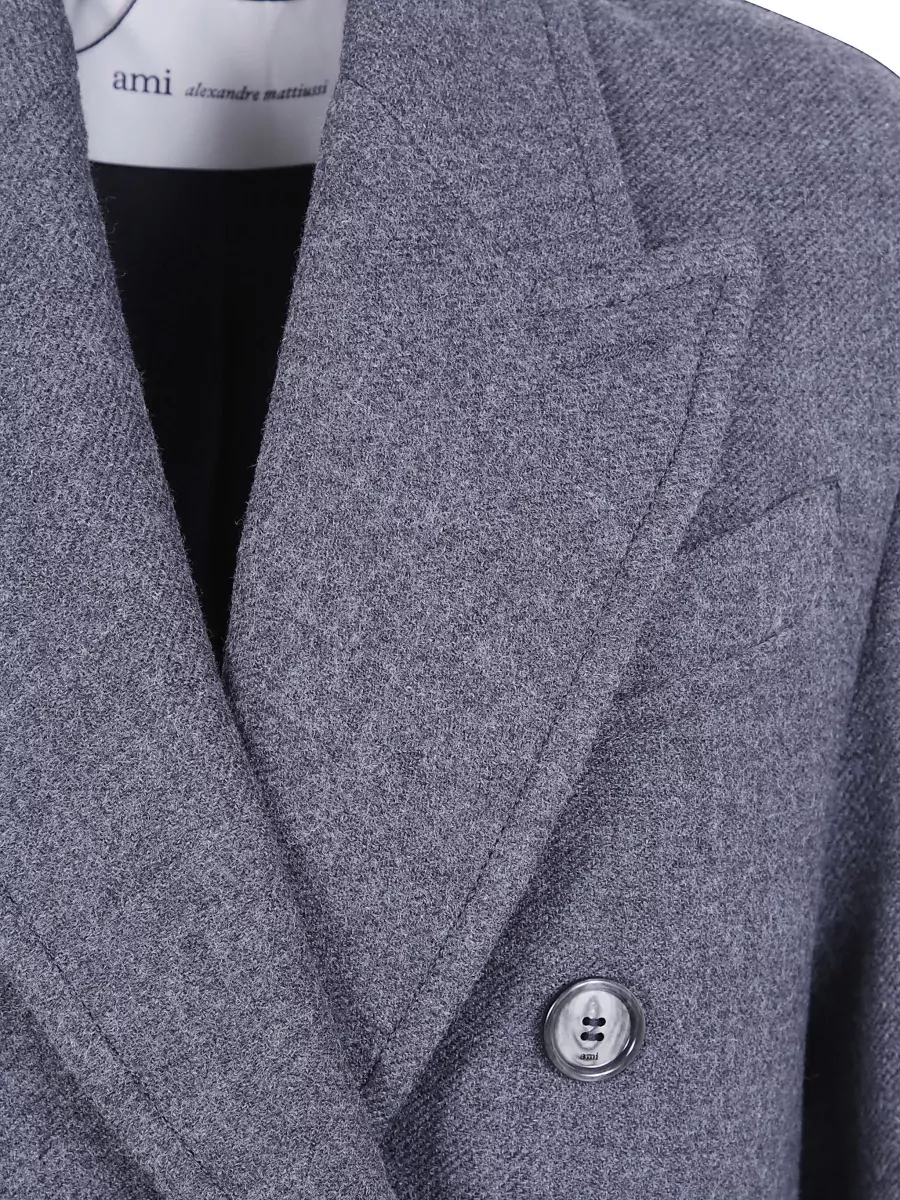 Ami Paris Virgin Wool Long Double-Breasted Coat