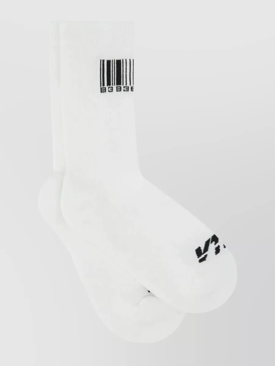 Shop Vtmnts Ribbed Cotton Blend Socks In White